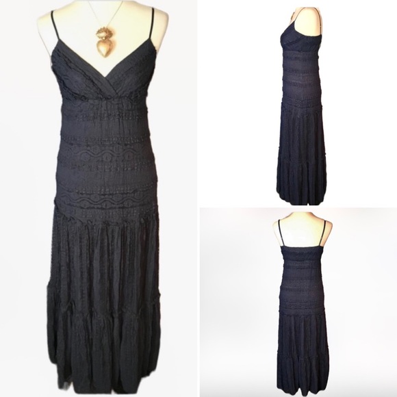 Eliza J Lace Bohemian Blue Maxi Dress Size 2 - Picture 1 of 14